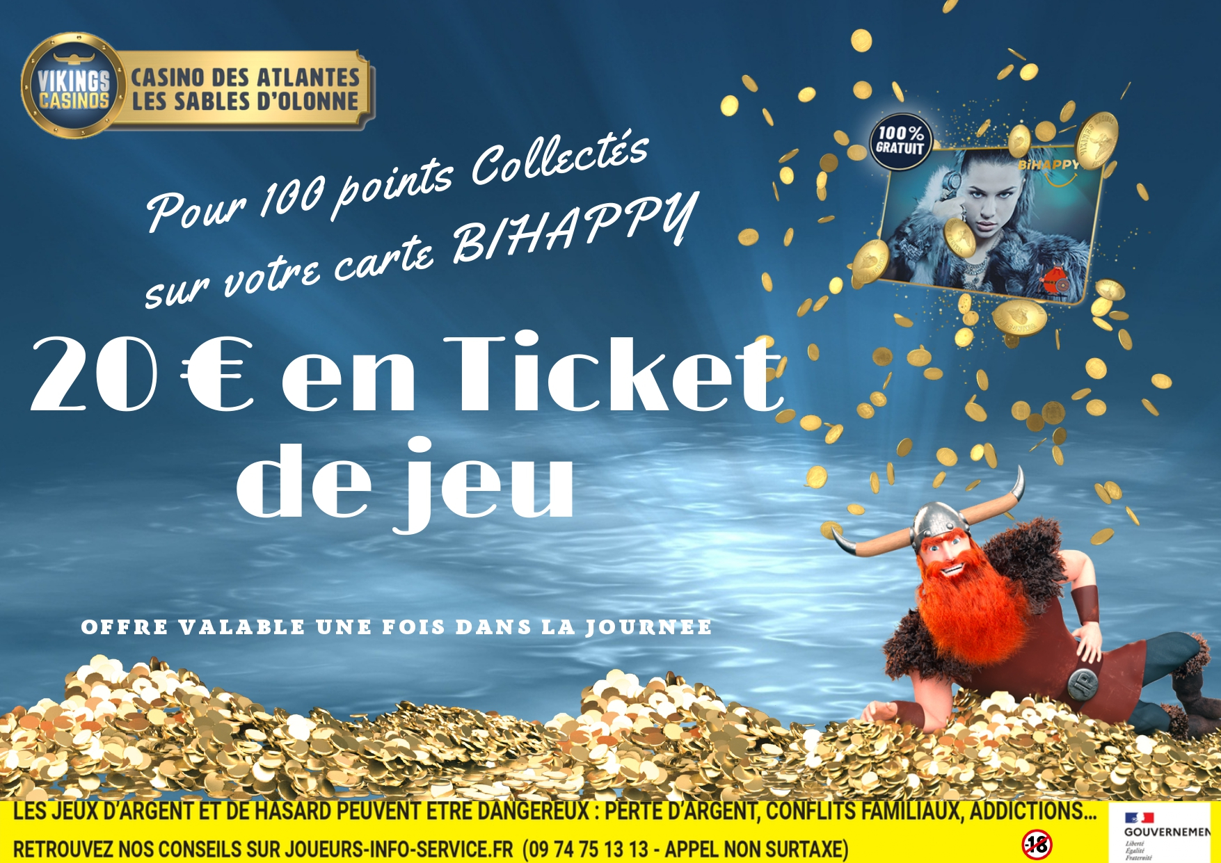 20€ Offerts en Ticket de jeu si vous collectez seulement 100 points (au lieu de 2000 points)