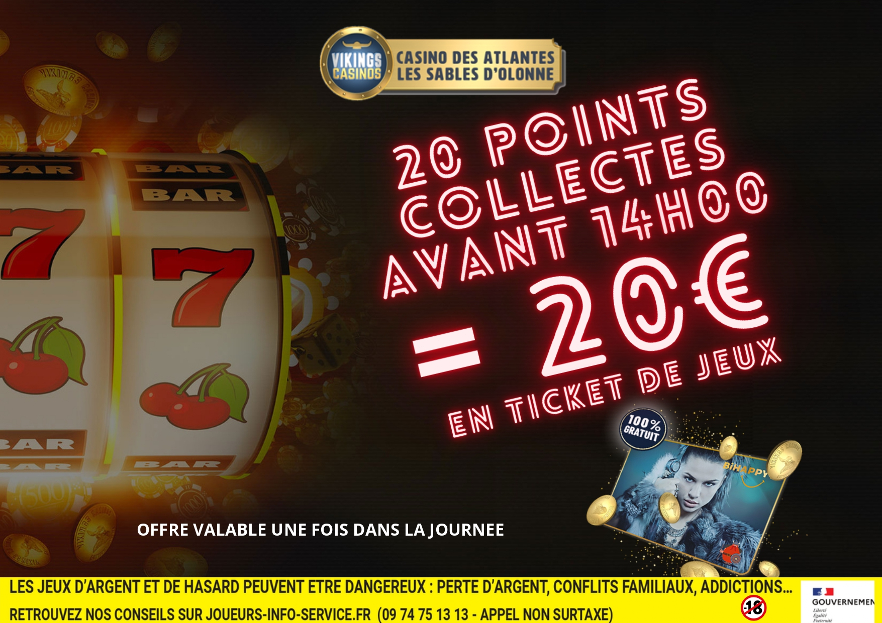 20€ Offerts en Ticket de jeu si vous collectez seulement 20 points (au lieu de 2000 points)