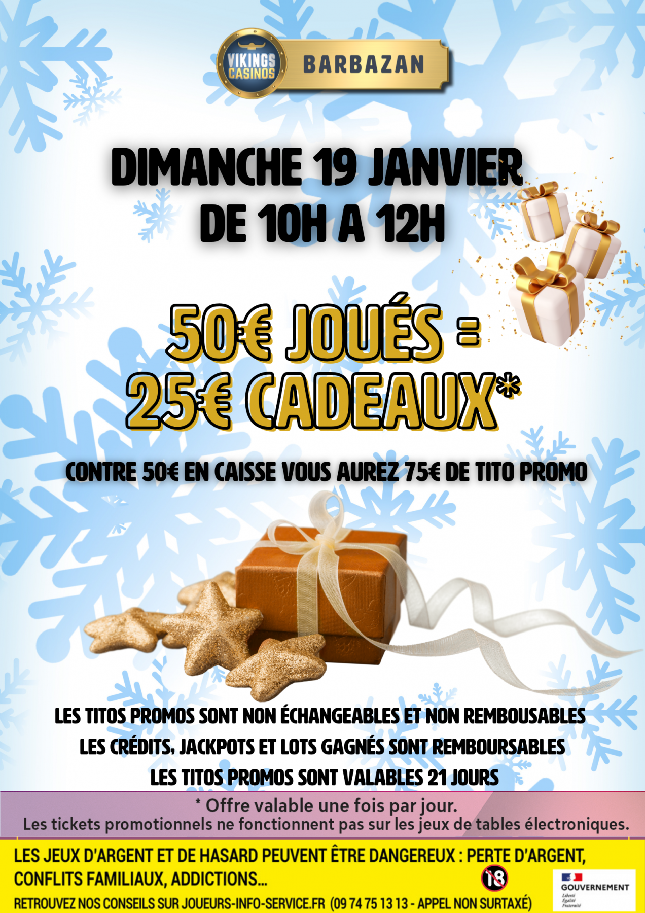 50€ Joués = 25€ Cadeaux 