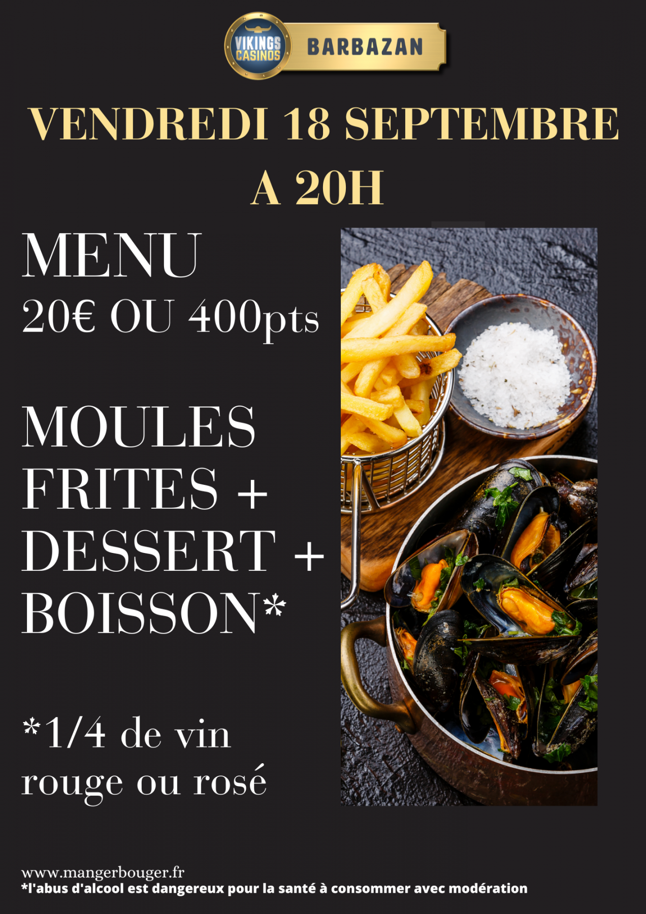 Moules Frites dans notre Restaurant 'Le Louisiane'