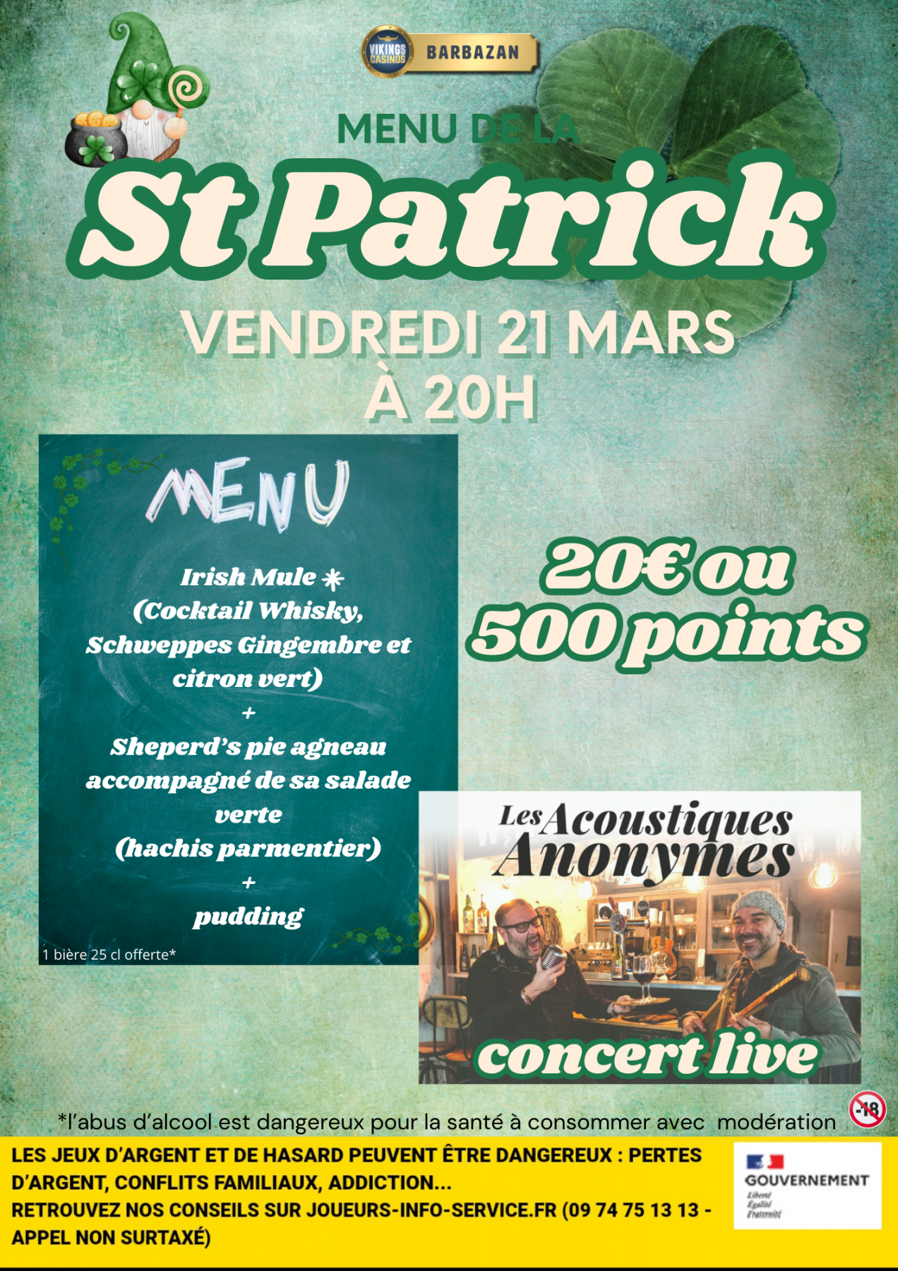 Soirée St Patrick avec concert 