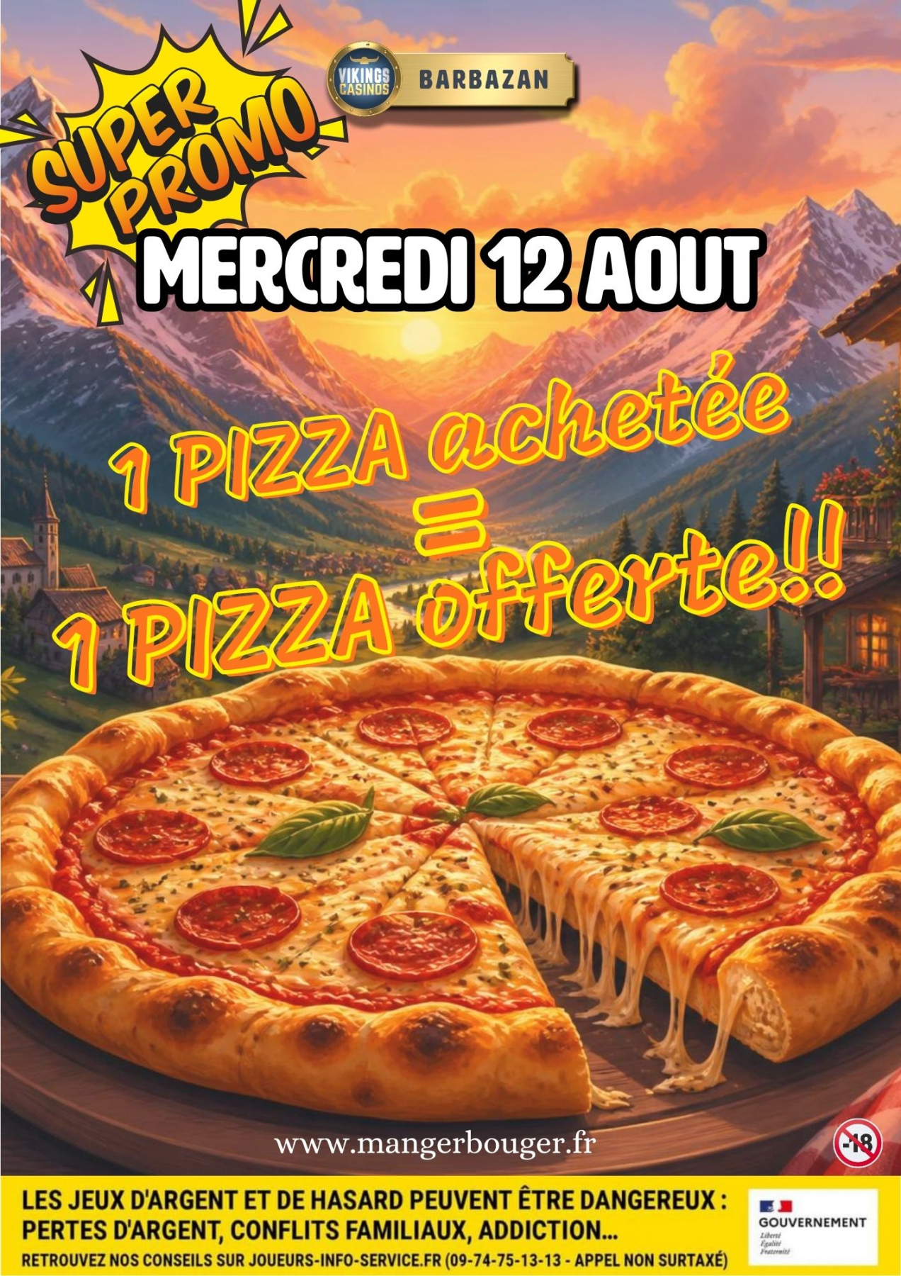 1 Pizza achetée = 1 pizza offerte