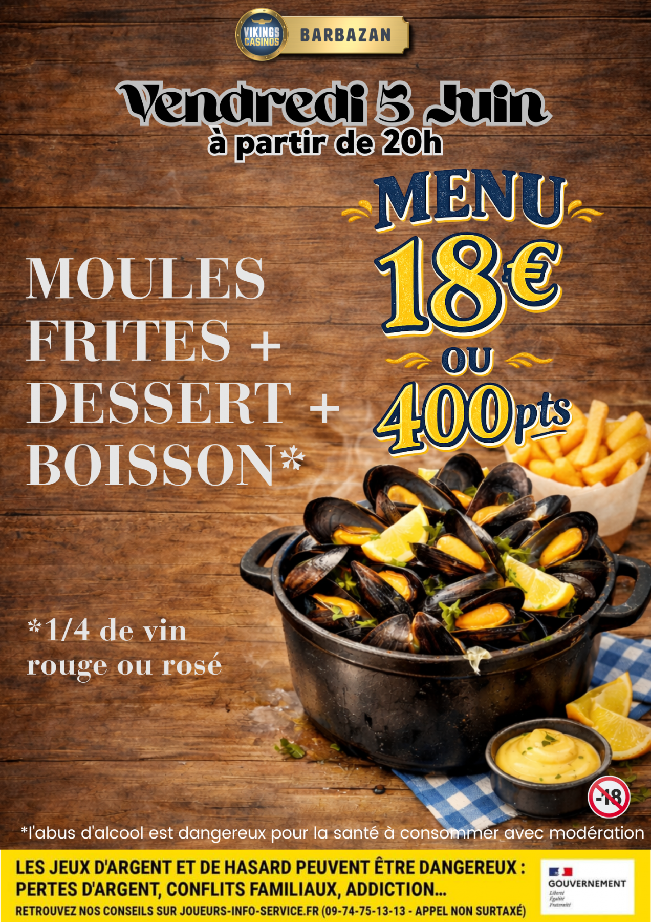 Moules Frites dans notre Restaurant 