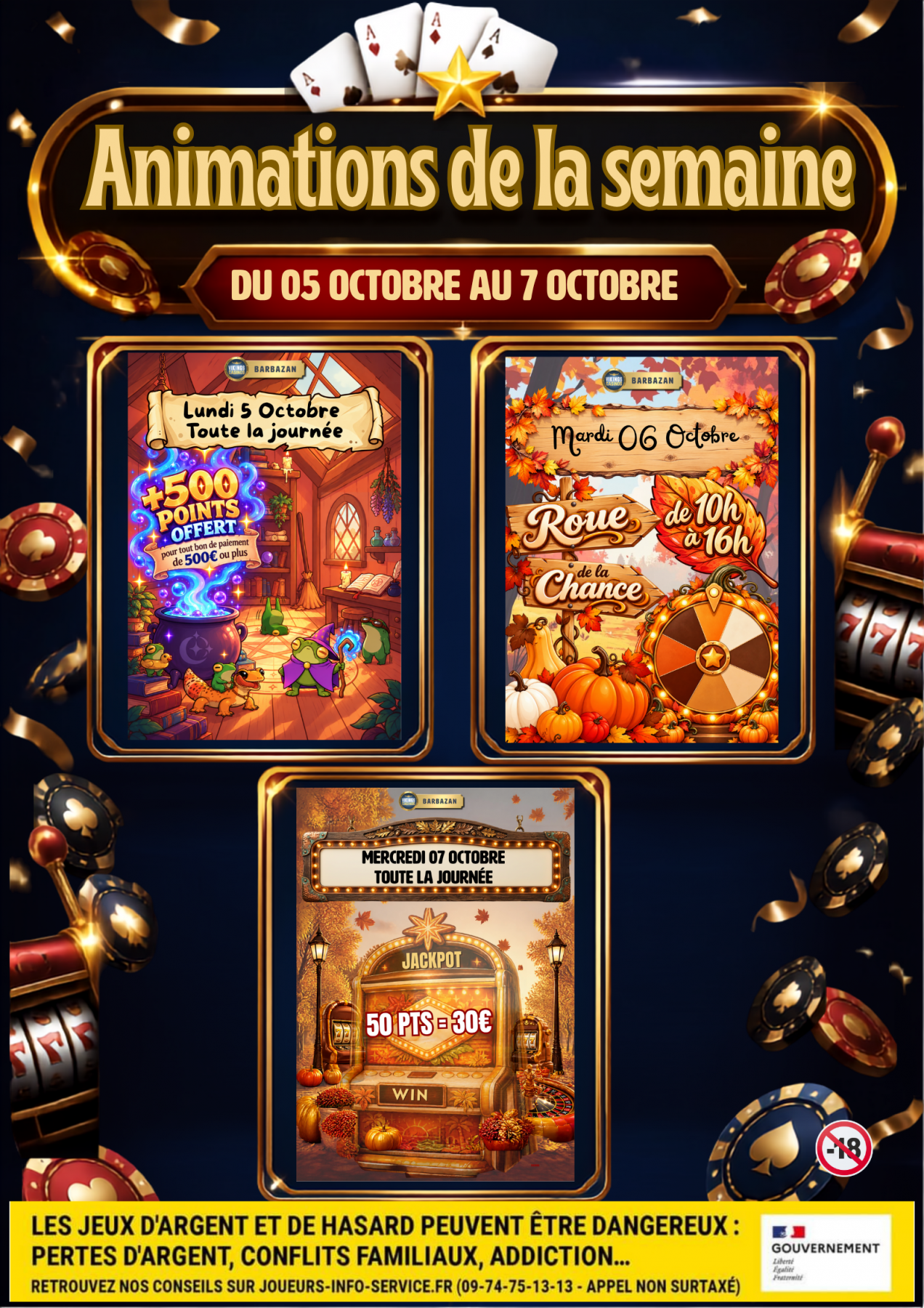 Animations de la semaine du Lundi 05 Octobre au Mercredi 07 Octobre 