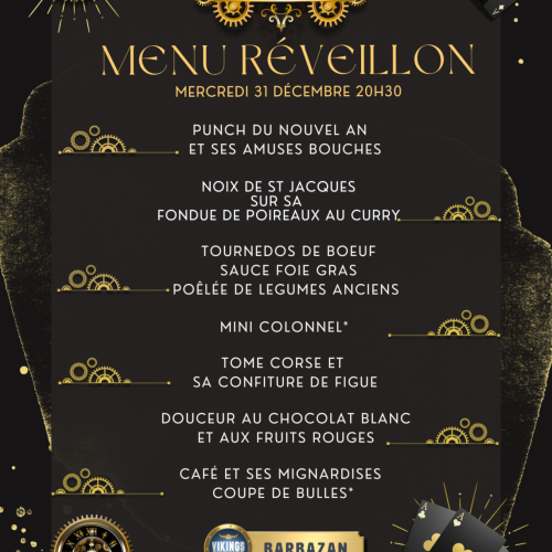 Menu du Réveillon de la St Sylvestre 