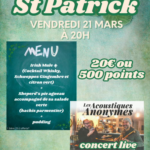 Soirée St Patrick avec concert 