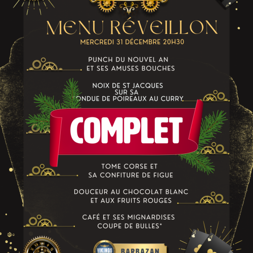 Menu du Réveillon de la St Sylvestre