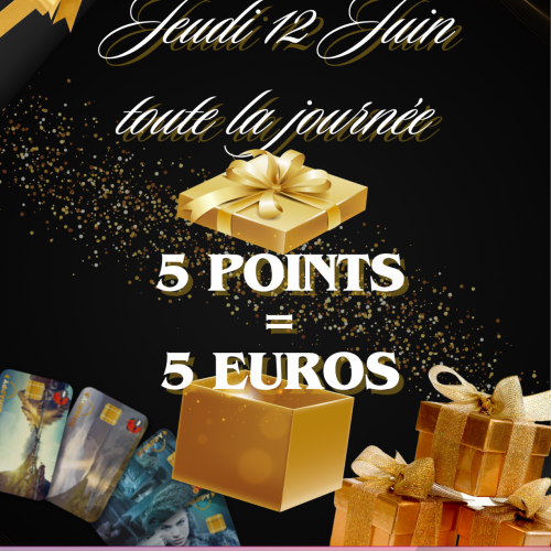 5€ Offert en Ticket de jeu dès 5 points collectés