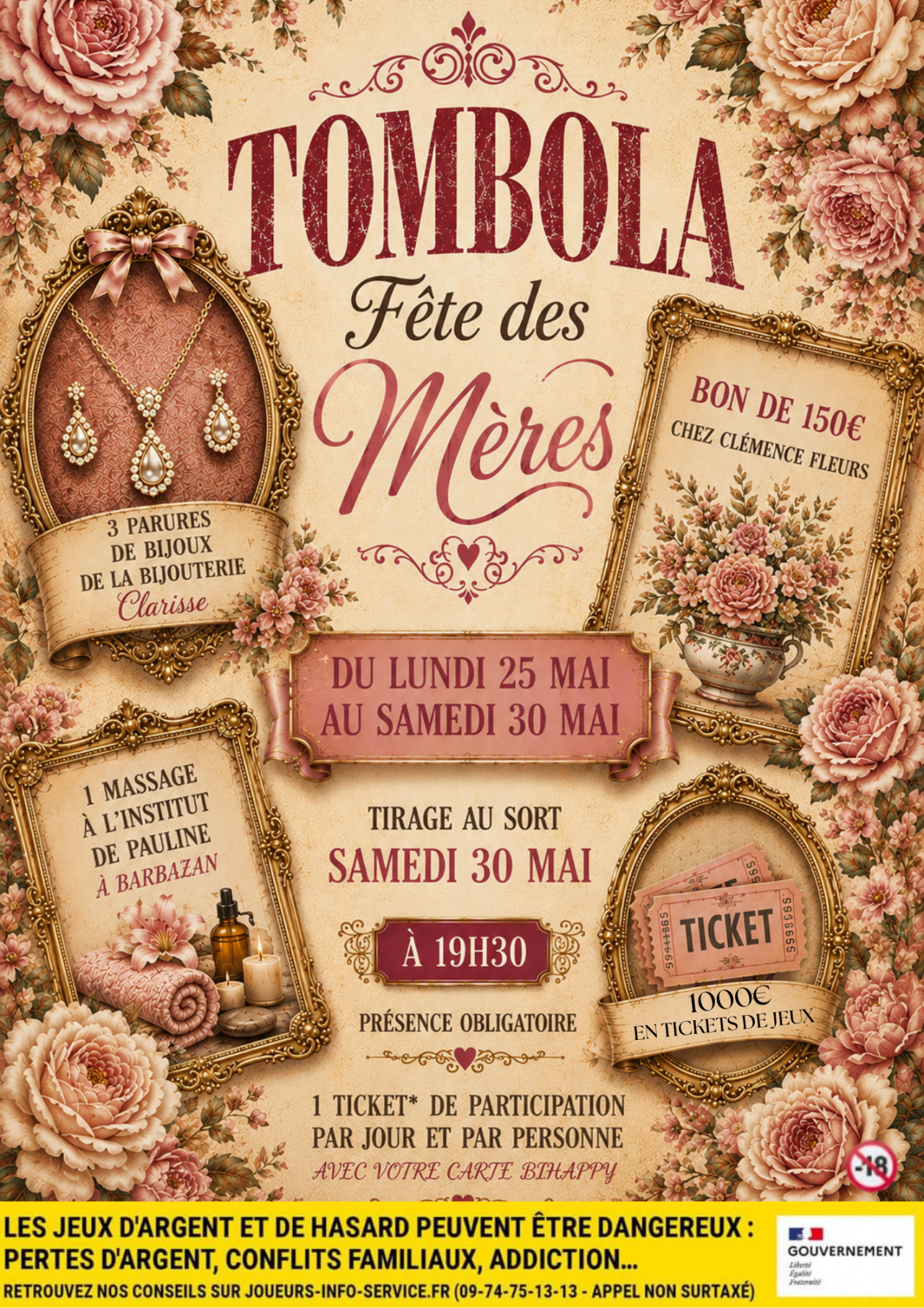 TOMBOLA FETE DES MERES AVEC VOTRE CARTE BIHAPPY