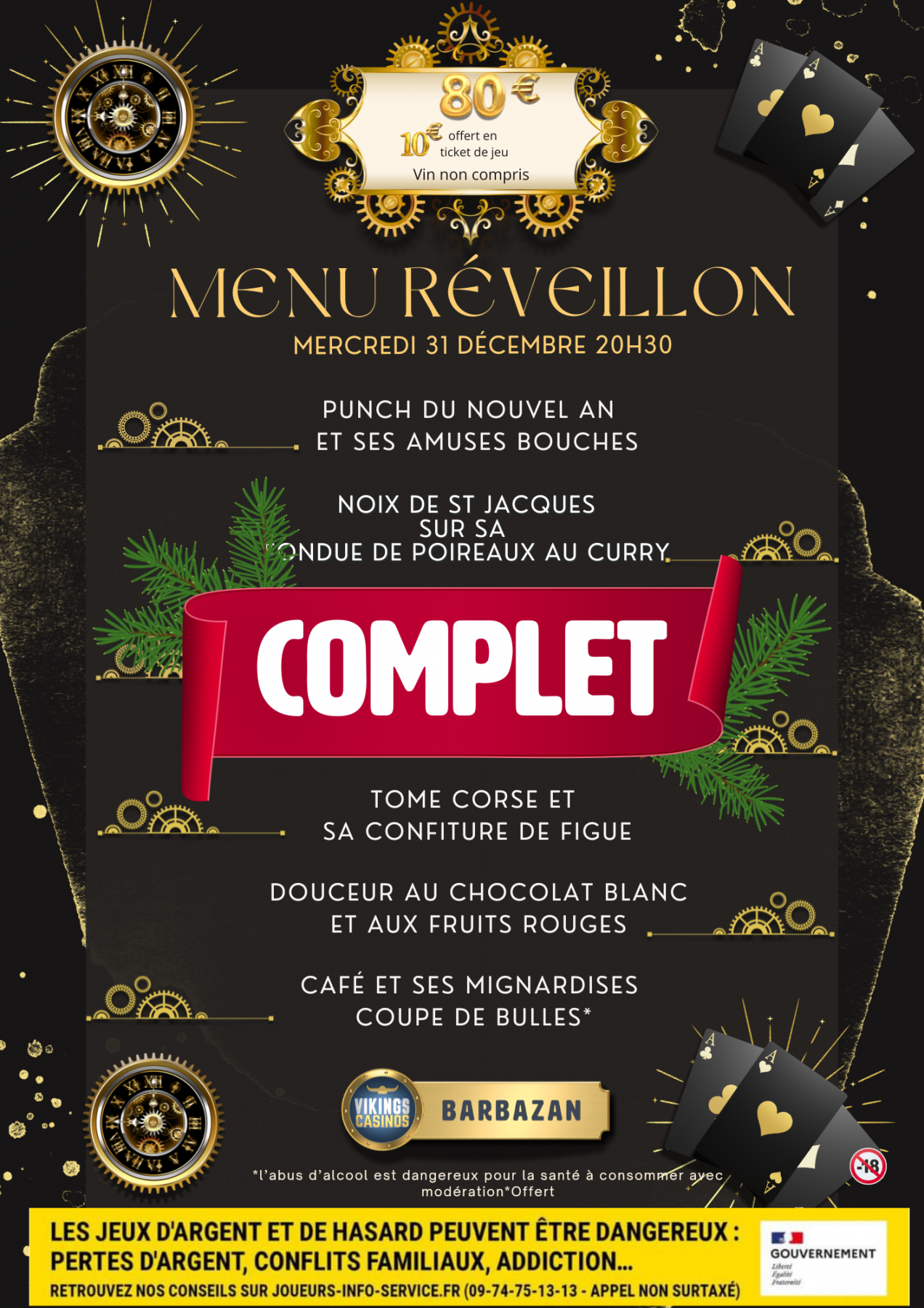 Menu du Réveillon de la St Sylvestre