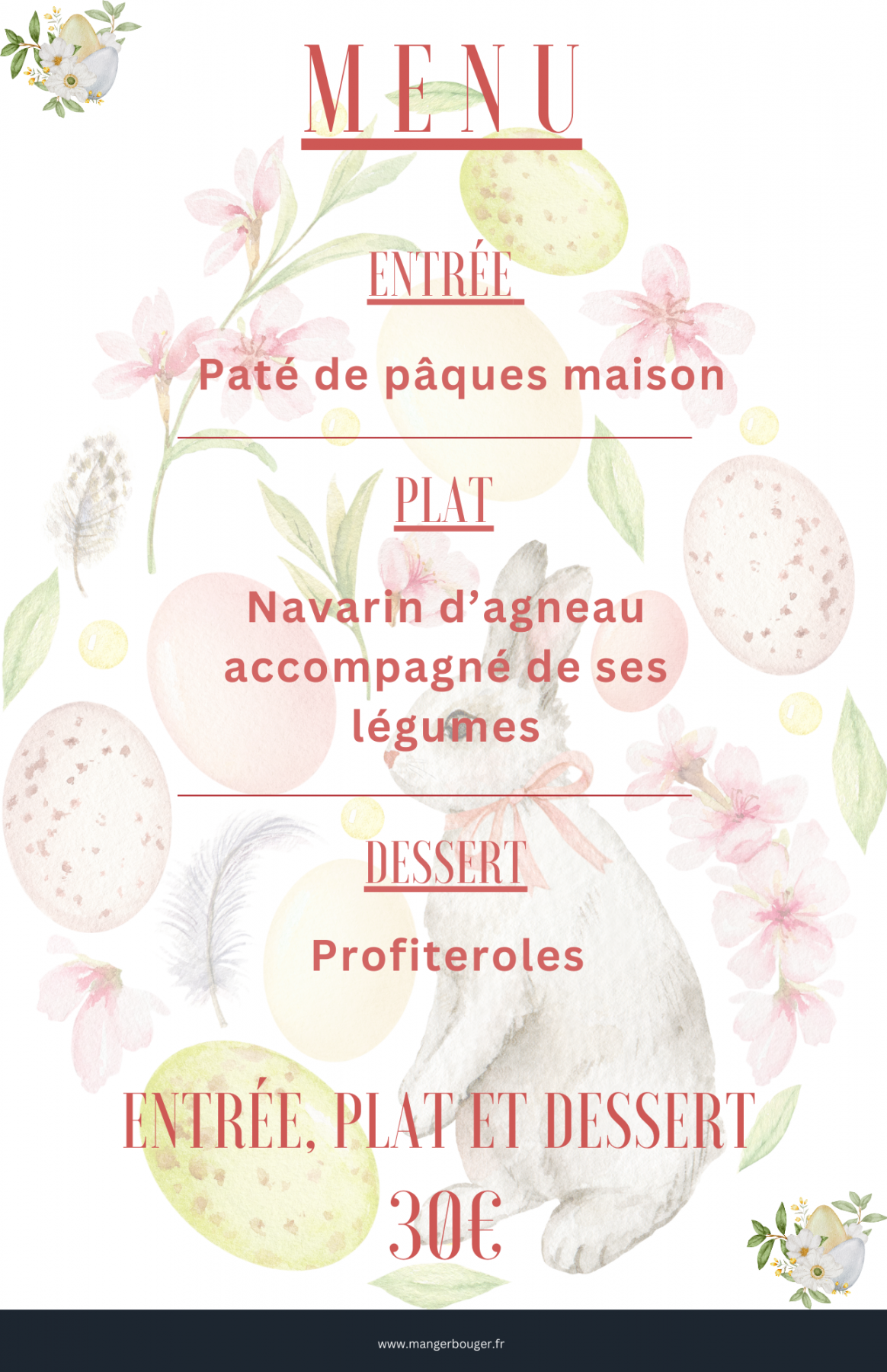 Menu de Pâques 2025