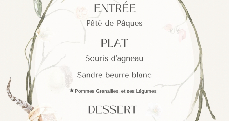 Menu de Pâques 2026
