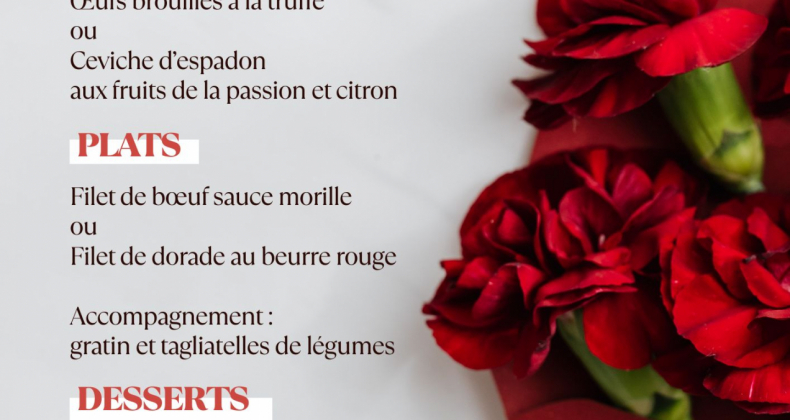 Menu spécial St Valentin