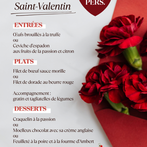 Menu spécial St Valentin
