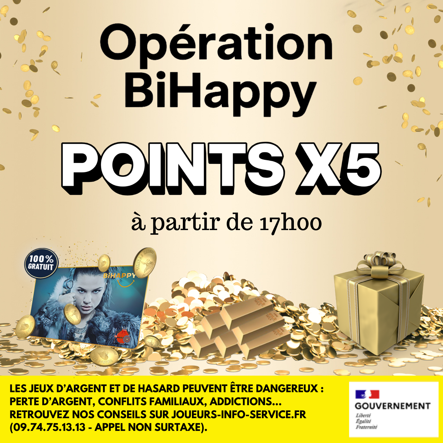 Points Bihappy multipliés par cinq à partir de 17h