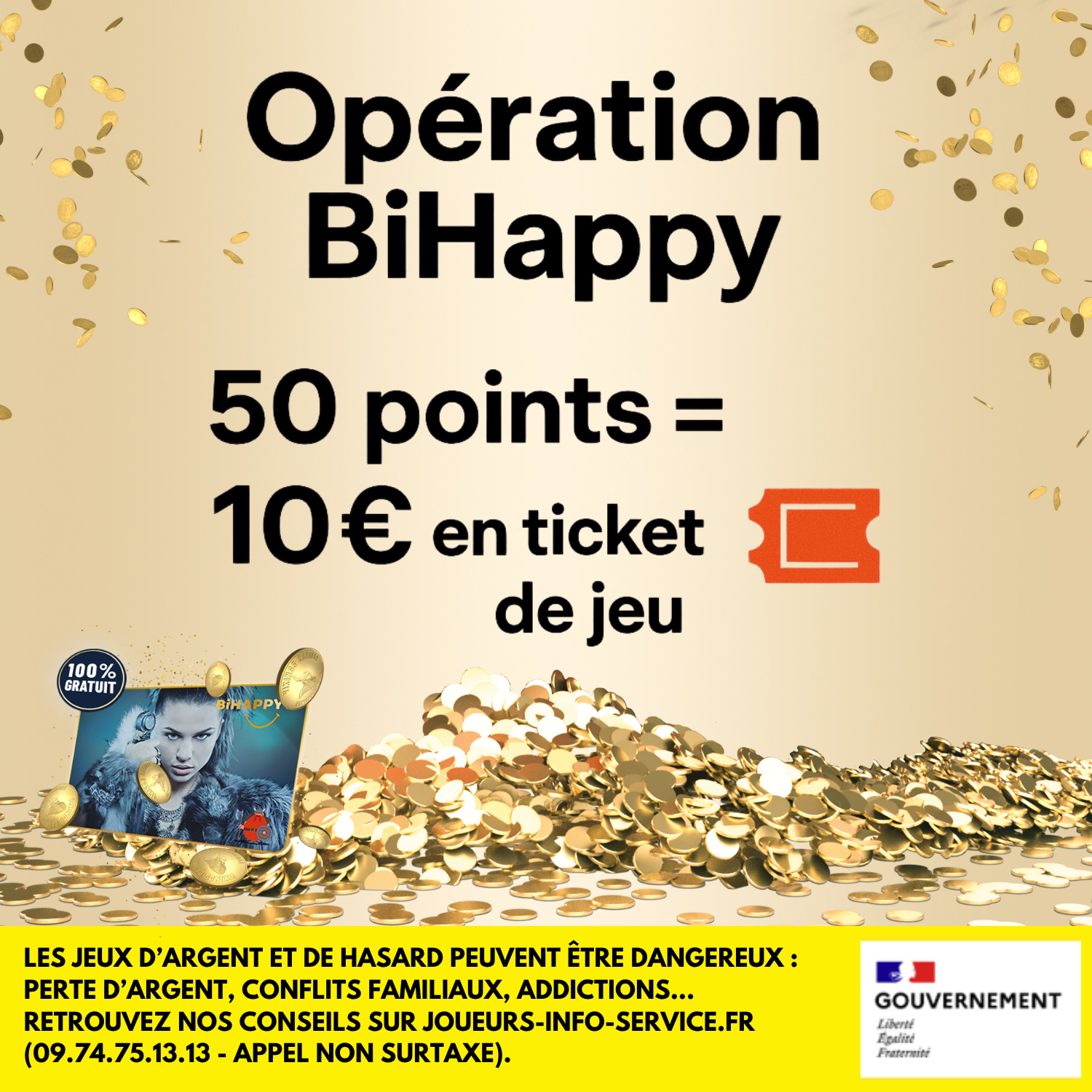 50 points collectés = 10 euros en ticket de jeu