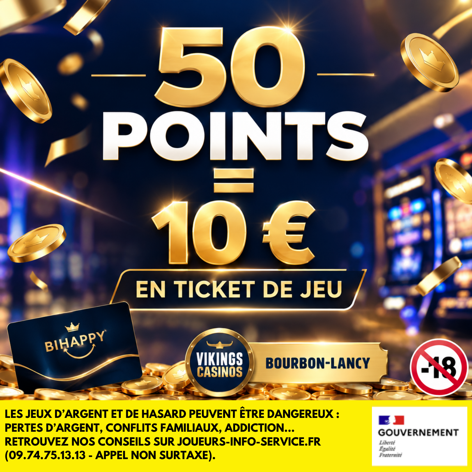 50 points collectés = 10 euros en ticket de jeu