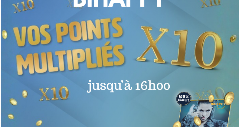 Points Bihappy multipliés par dix jusqu'à 16h00