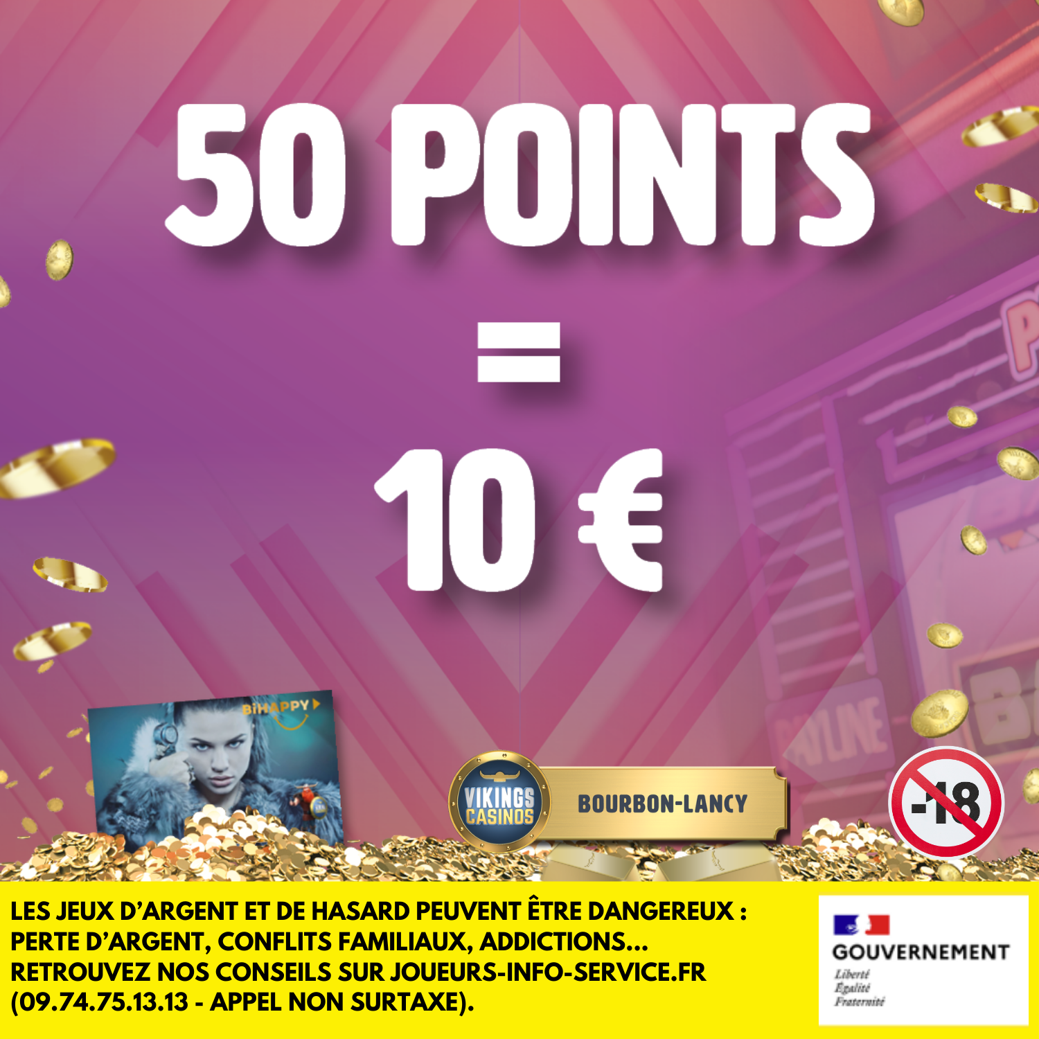 50 points collectés = 10 euros en ticket de jeu