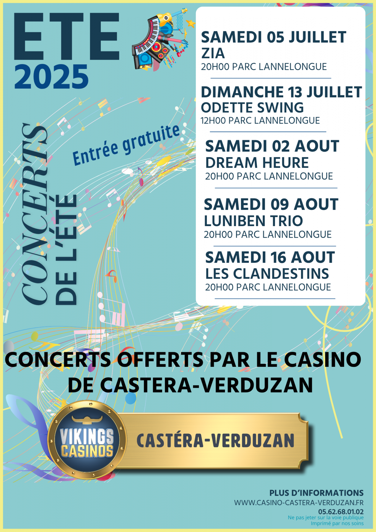 CONCERTS DE L'ÉTÉ OFFERT PAR LE CASINO DE CASTERA-VERDUZAN