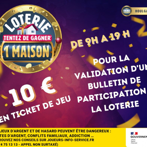 10€  en ticket de jeu - Validation participation à la loterie CASIGAME 
