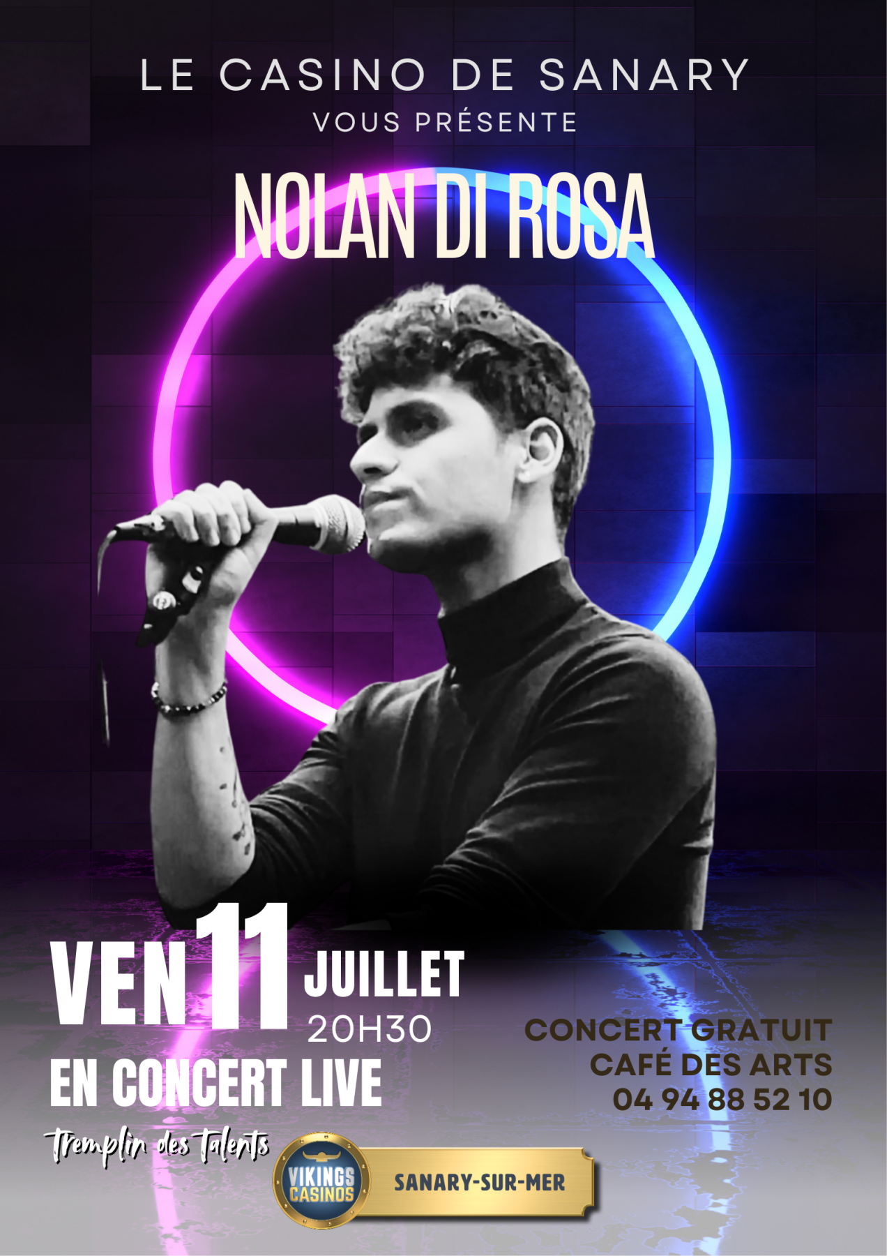 Nolan DI ROSA en Concert Live Gratuit au Café des Arts du Casino