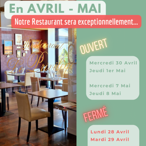 Ouverture exceptionnelle de notre restaurant